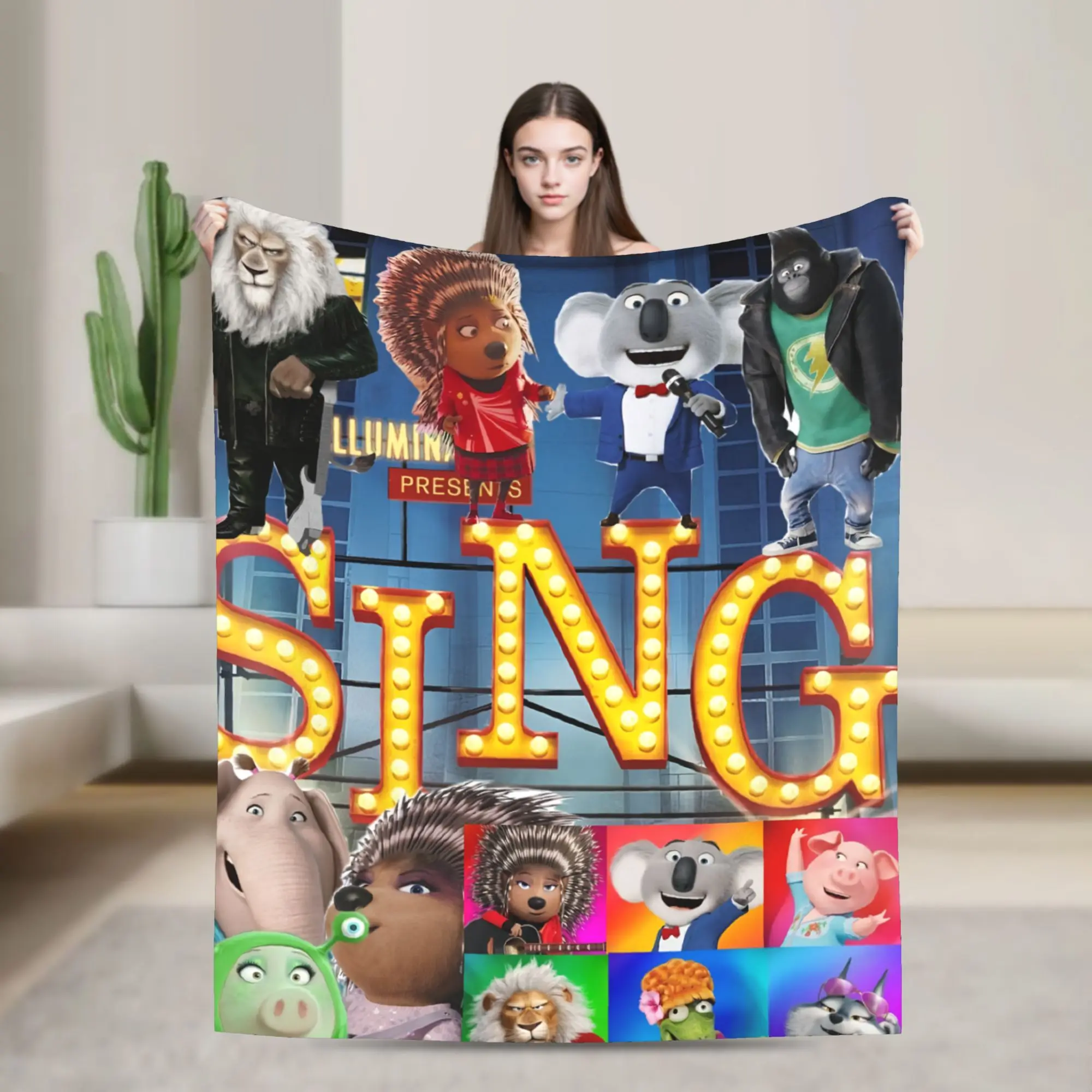 Sing 2 Movie Gift Blanket For Men Women Super Soft Warm  Throw Blankets for Bed 50x60 Inches Multiple Sizes