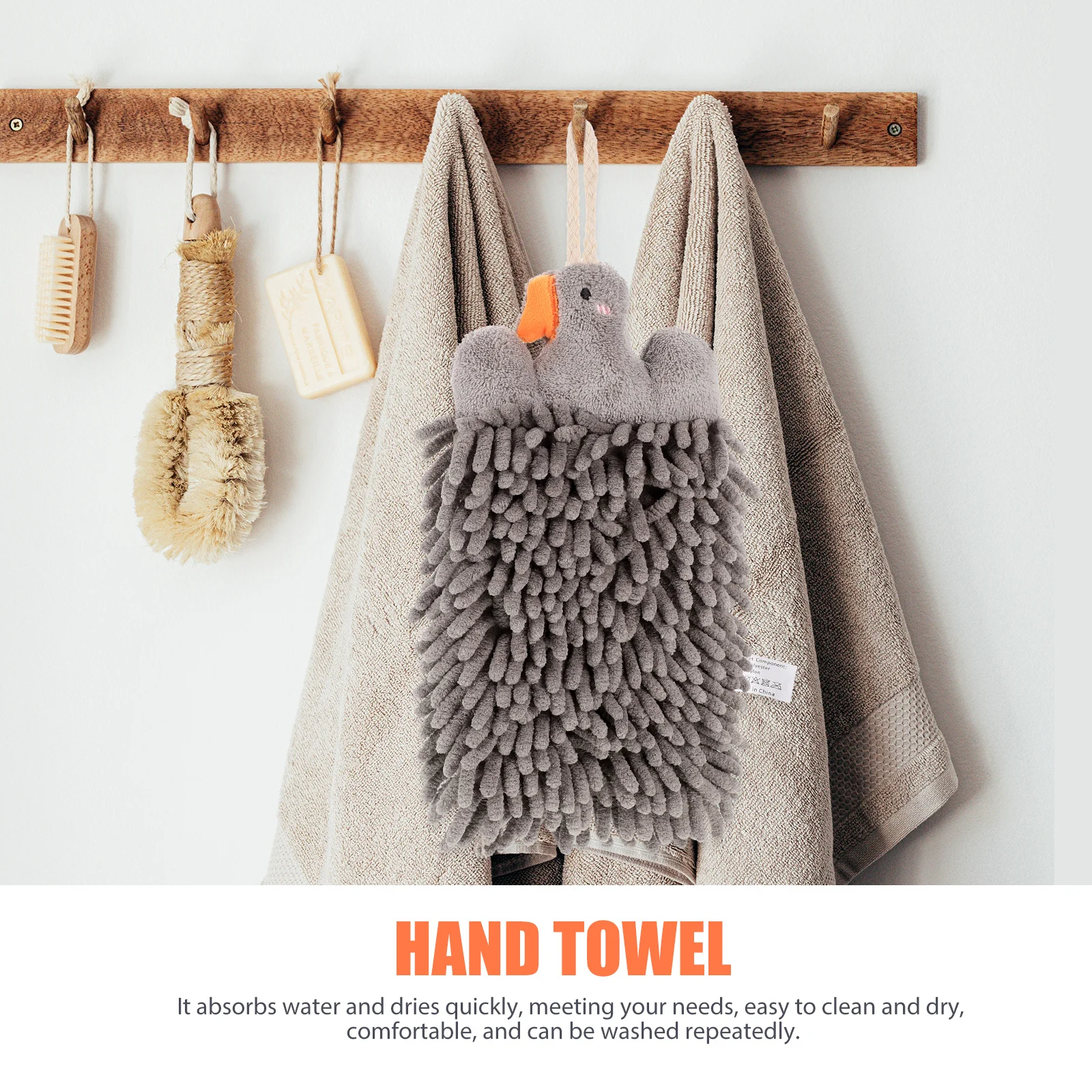 Toalha de mão absorvente de chenille suspensa, secagem para banheiro, cozinha, escritório, toalhas de mão multiuso