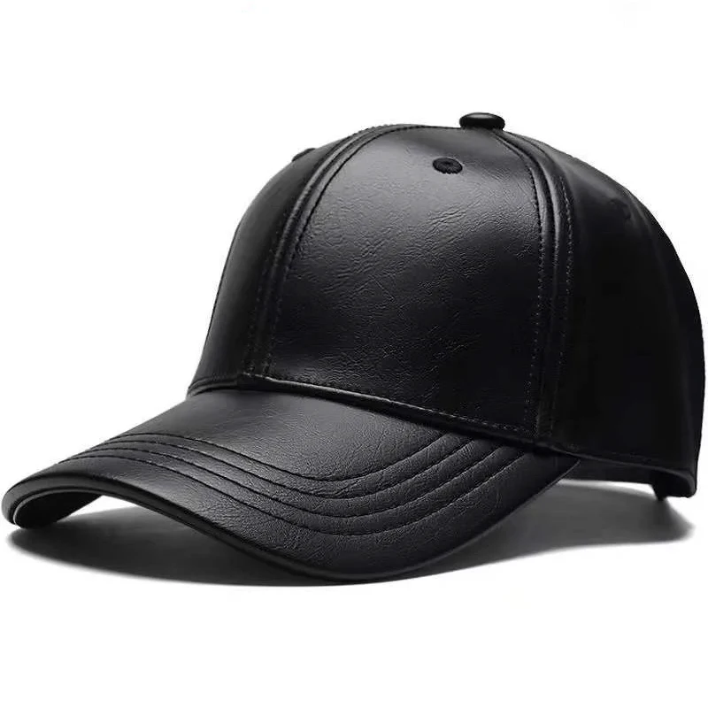 Pu Leather Baseball Caps Spring and Autumn Outdoor Adjustable Casual Hats Sunscreen Hat