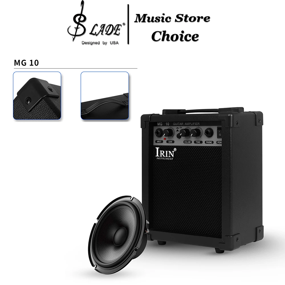 MG10 Guitar Amp with Active Noise Cancelling 3D Surround Sound Rechargeable Practice Amplifier with Sturdy Handle&Anti-Slip Base