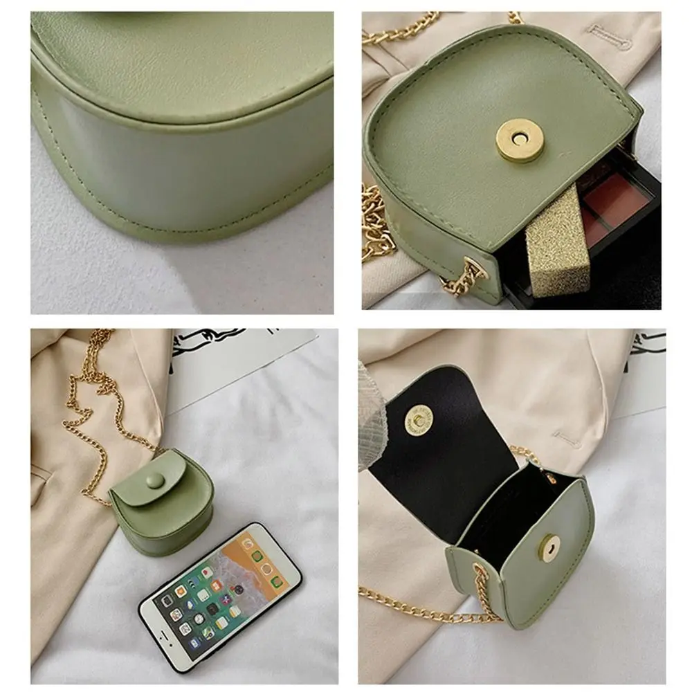 Cartera de cuero PU con tarjetero para mujer, Bolso pequeño de mensajero, Mini bolso de sillín, bolso cruzado con cadena, bolso de hombro para mujer