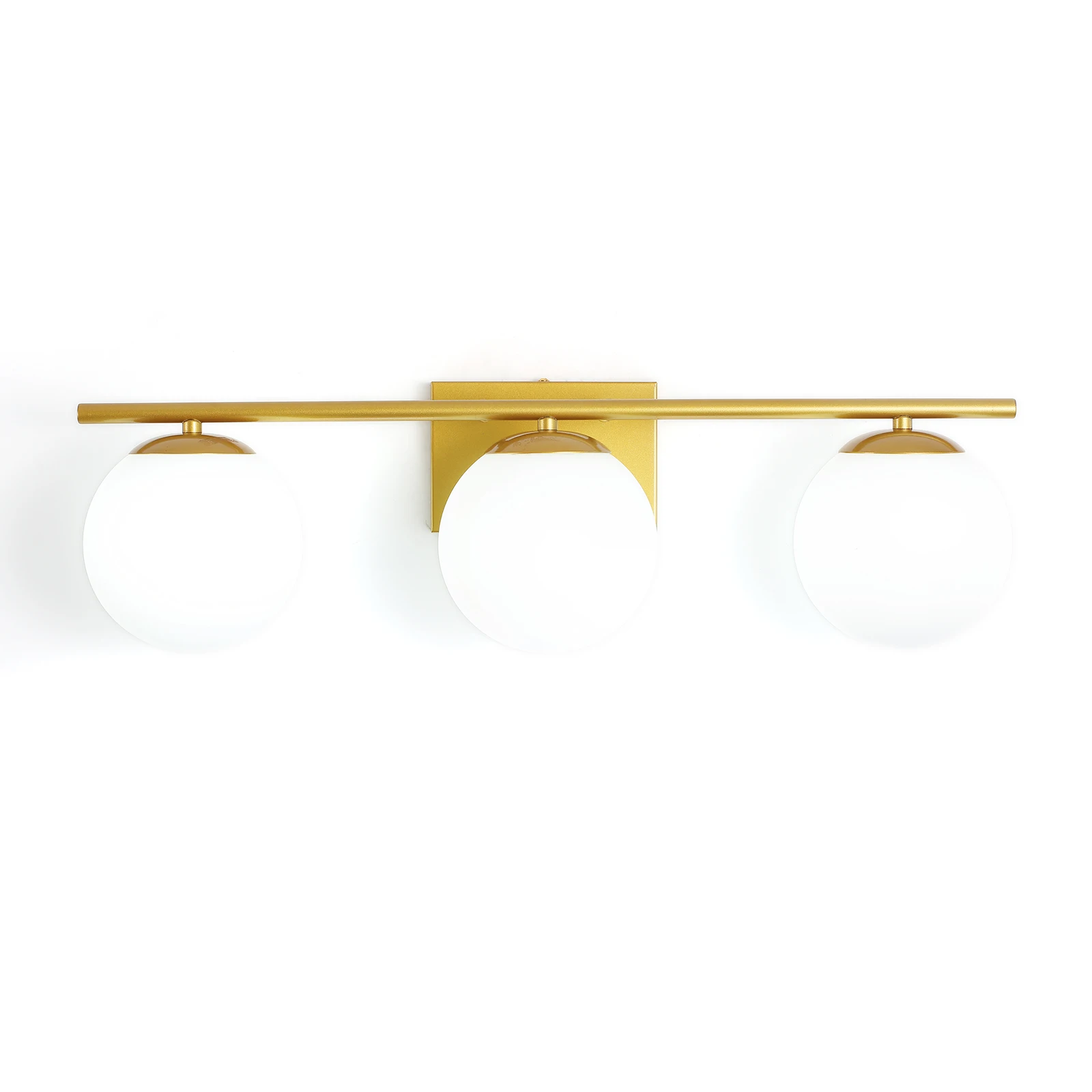 Modern Wall Light, Milky White Glass Shade, Painted Gold Iron Base, Stylish, Durable for Bathroom Mirrors, Vanity Tables