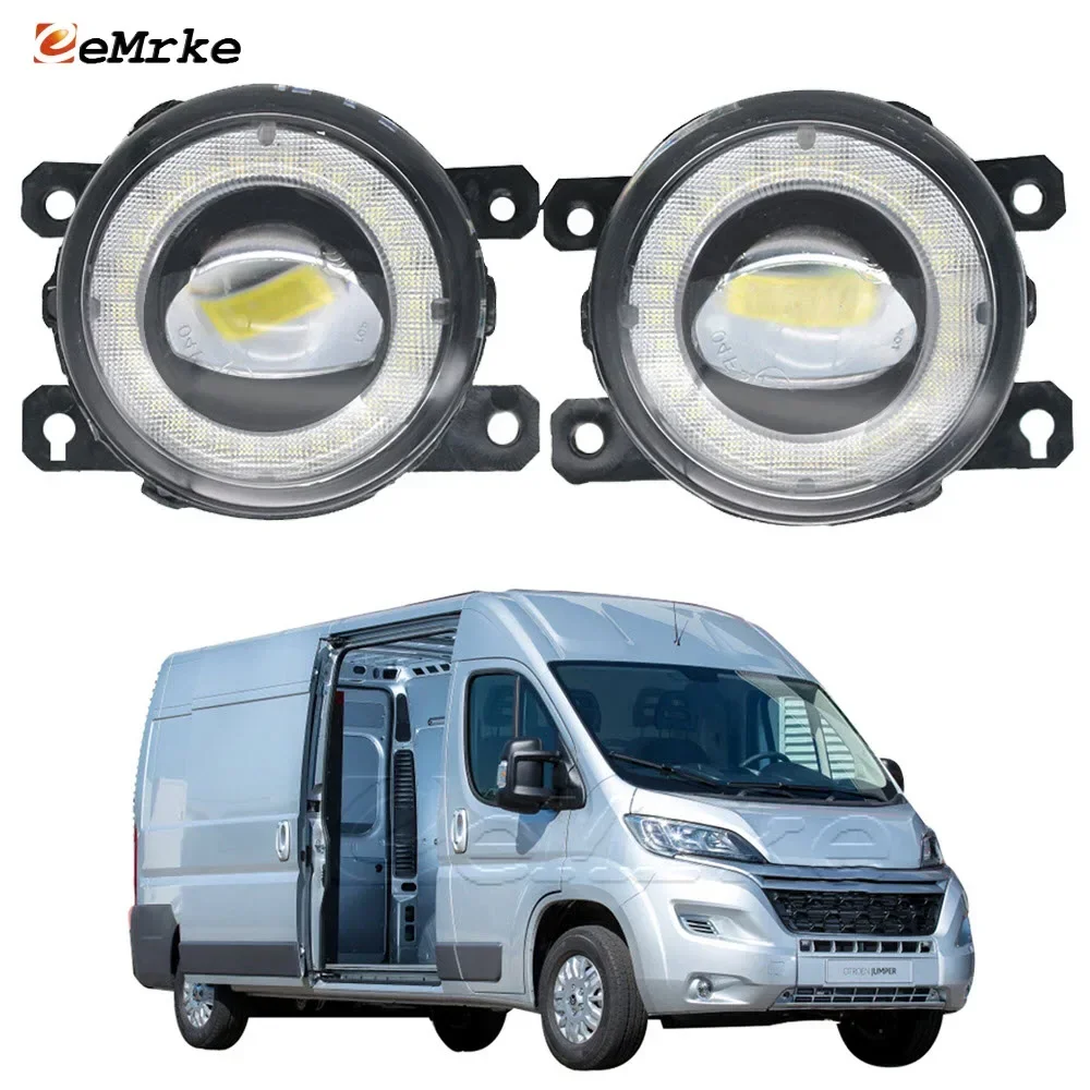 

2Pcs Car Lens LED Fog Lights Angel Eye DRL Daytime Running Light Lamp for Citroen Jumper 290/295 2014 2015 2016 2017 2018 -2020