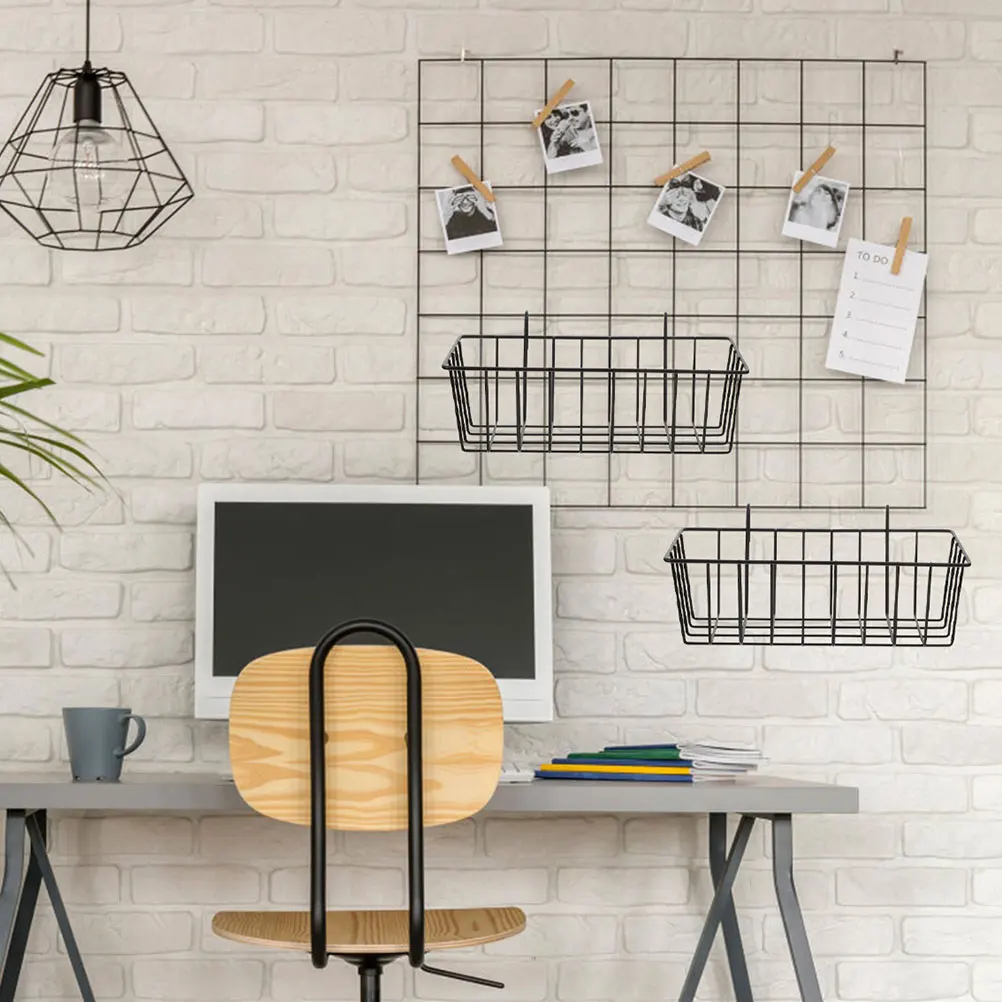

1pcs Wall Mounted Hanging Wire Basket For Bathroom Kitchen Storage Iron Sundry Rack Shelf Organizer Multi-Use Metal Basket