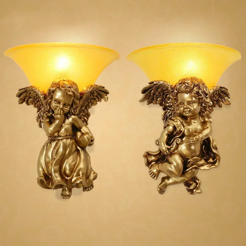 

Nordic Modern Wall Lights for Home Bedroom Bedside Lamp Angel Shaped Resin Wall Lamp Europe Style Creative Retro LED Wall Lamps