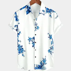 Men's Short Sleeve Hawaiian Floral Style Shirt Loose Quick Dry Top Summer Fashion Leisure Trend Vacation Beach lapel Daily Shirt