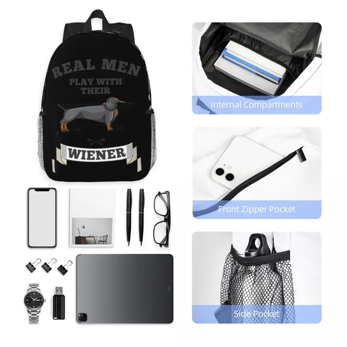 Dackel Weiner Hund Rucksack Middle High College School Schüler Bücher tasche