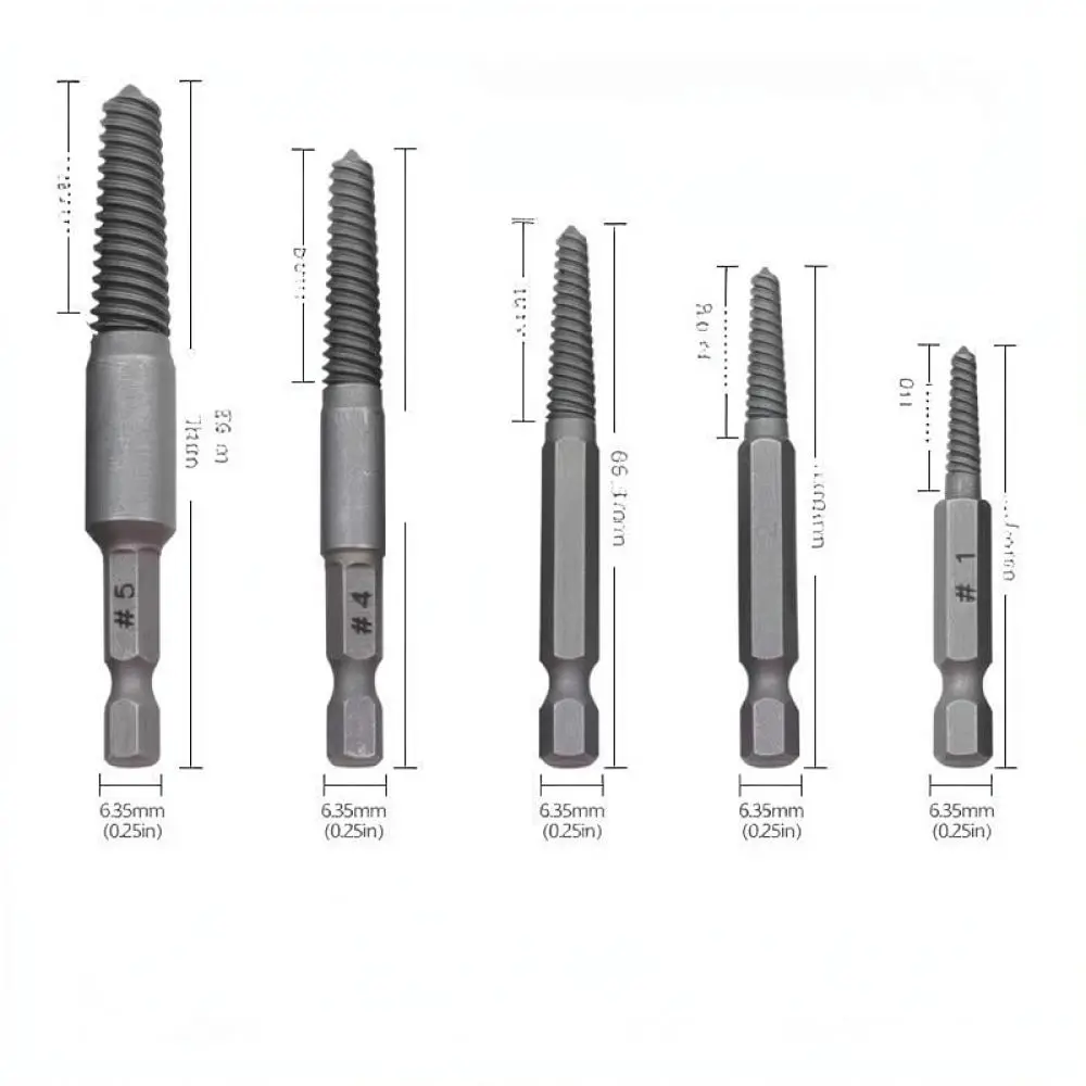Broken Stud Extractor Set Hex Shank Attachment For Stripped Screw Remover Tool For Plumbing Pipe Hardware Repair