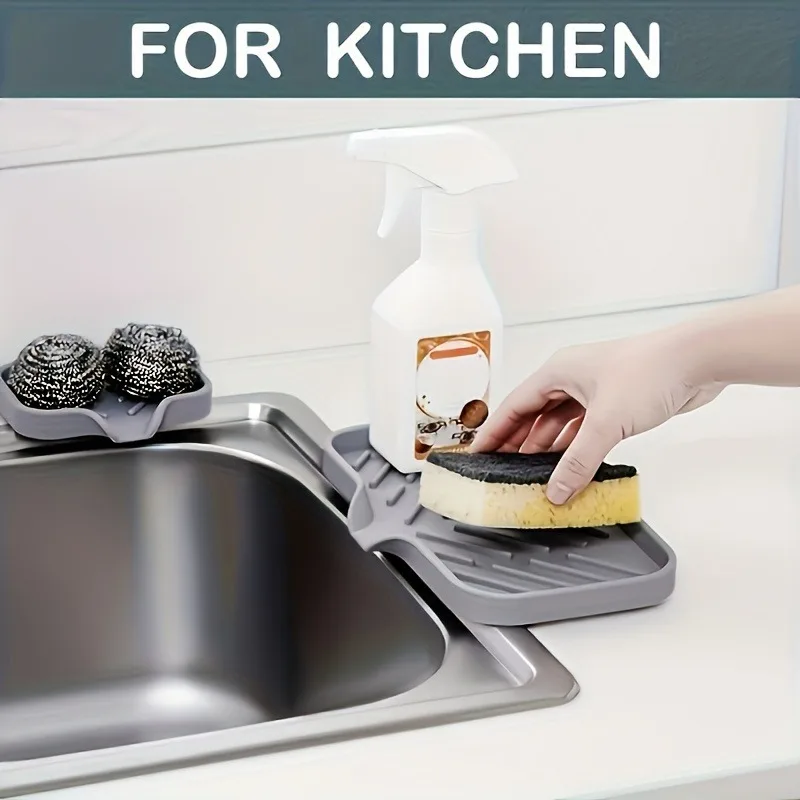 1 PCS High-Quality Silicone Kitchen Sink Drain Silicone Pad, Bathroom Soap Dish, Household Anti Slip Countertop Pad