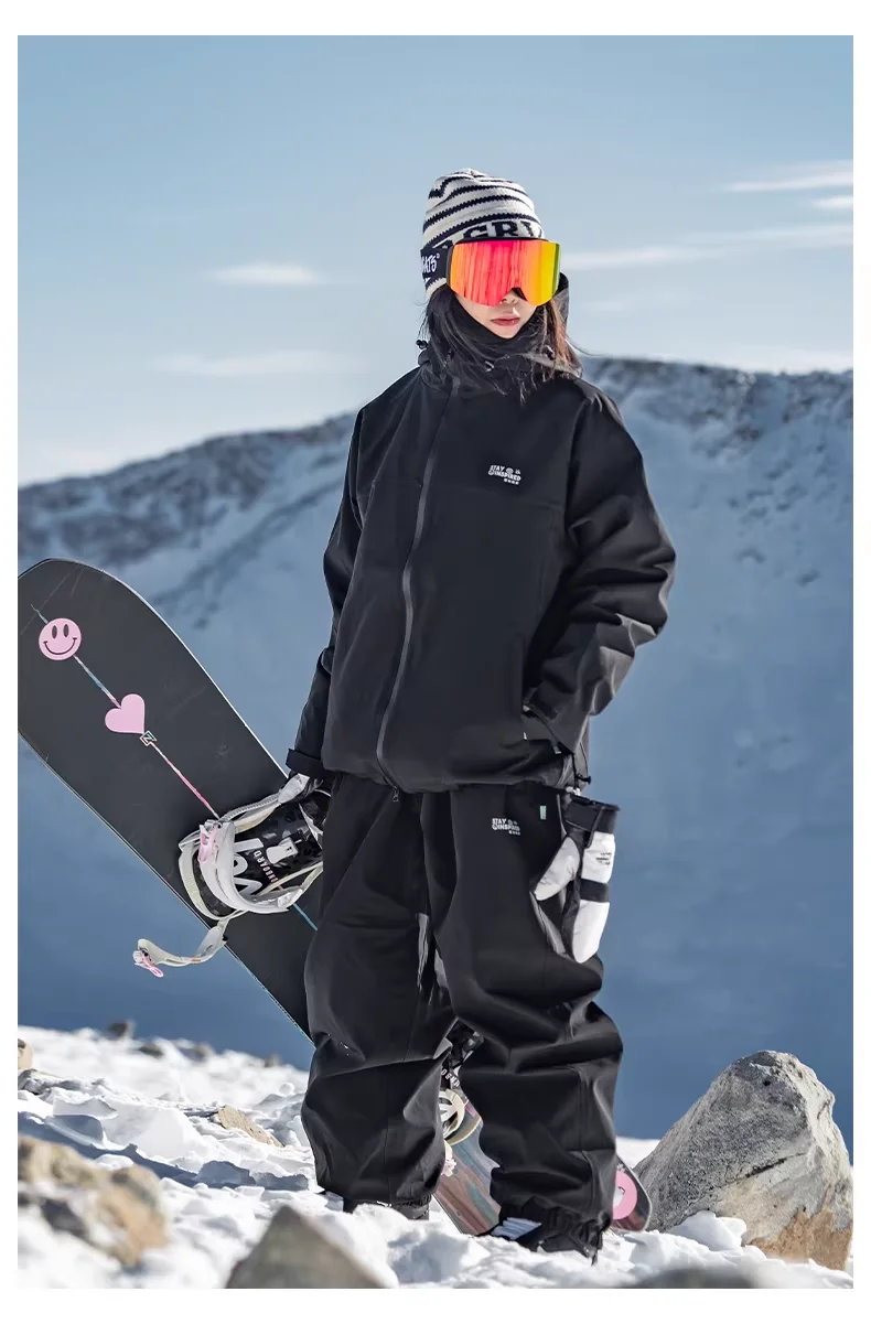 John Snow 2025 Neuer Unisex Ski-Anzug für Einzel- und Doppelbretter, Locker Geschnittener Wasserdichter Wärmehaltender Skianzug mit Skihose und Skijacke – Detail 9