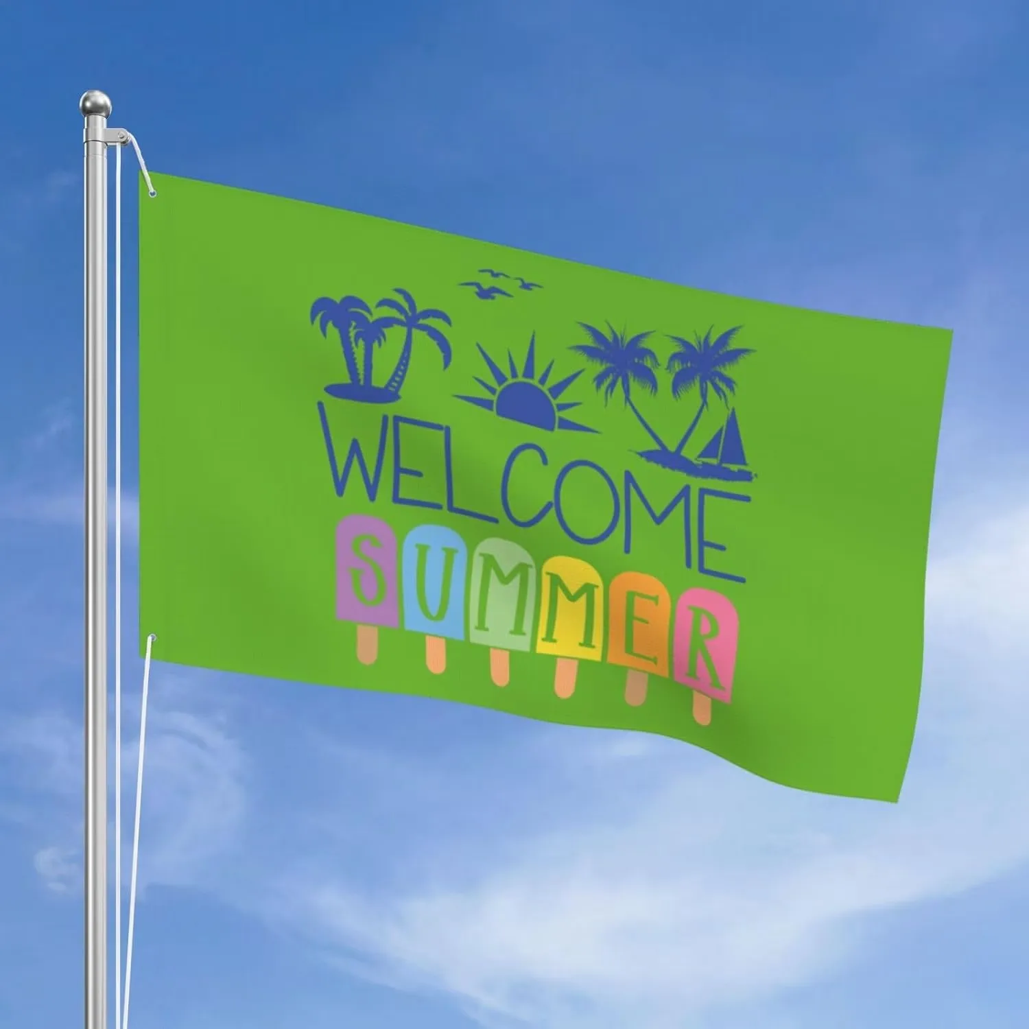 Welcome Summer Popsicle Garden Flag Polyester Vibrant Double Sided Outdoor Decoration