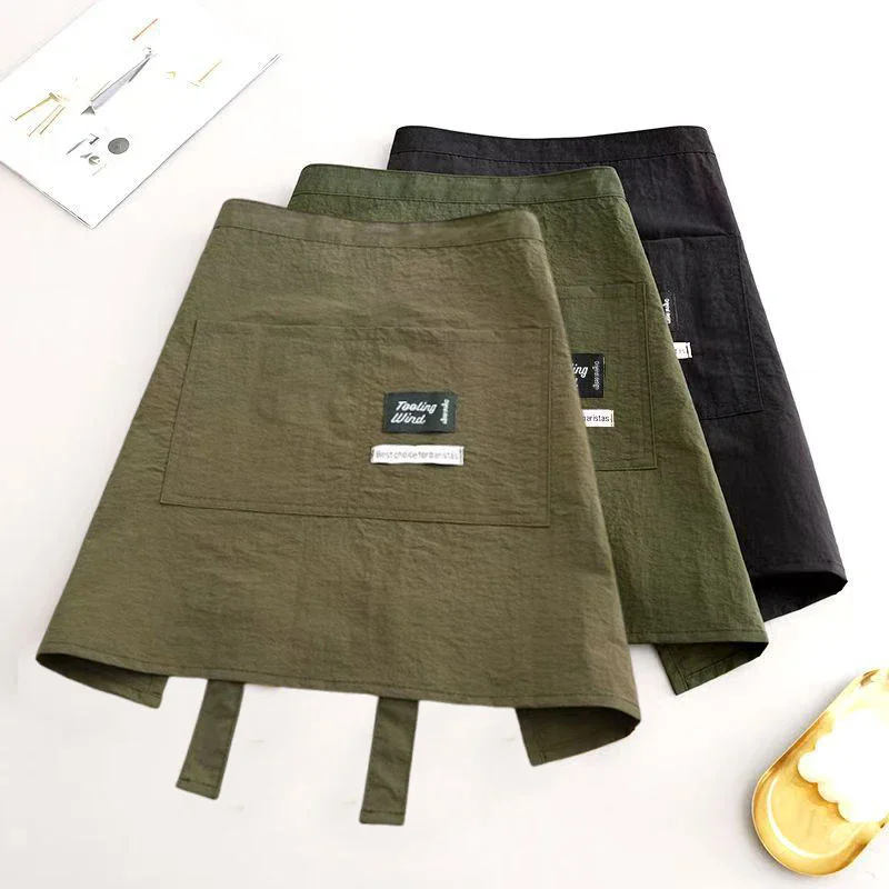 1-delig keukencanvas schort dames restaurant serveerster schort met verlengde tailleband en versterkte naden halve schort