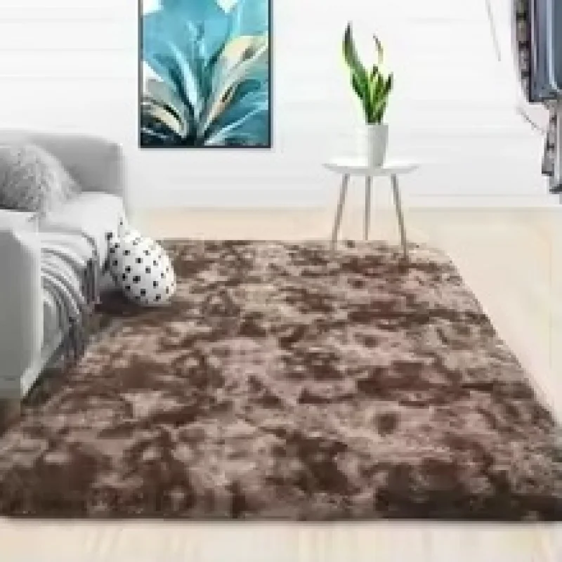 

VIKAMA Luxury Shaggy Gray Area Rug, Non-Slip Fluffy Plush Carpet, Soft Fuzzy Fur Print Floor Mat for Living Room Bedroom Home