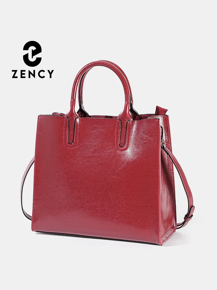 Women's Shoulder Bag Large Capacity Leather Shopper Handbag New Oil Wax Retro Satchels Crossbody For Office Ladies Commute Zency