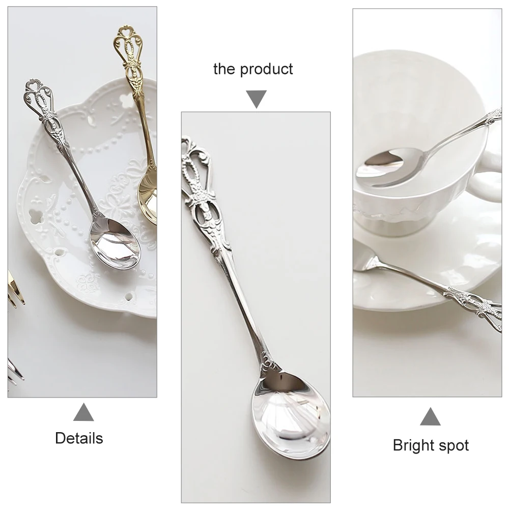 

Retro Silver Stainless Steel Fork Spoon Set Hollow Out Design Kitchen Supplies Tableware Eating Tools Elegant Pattern