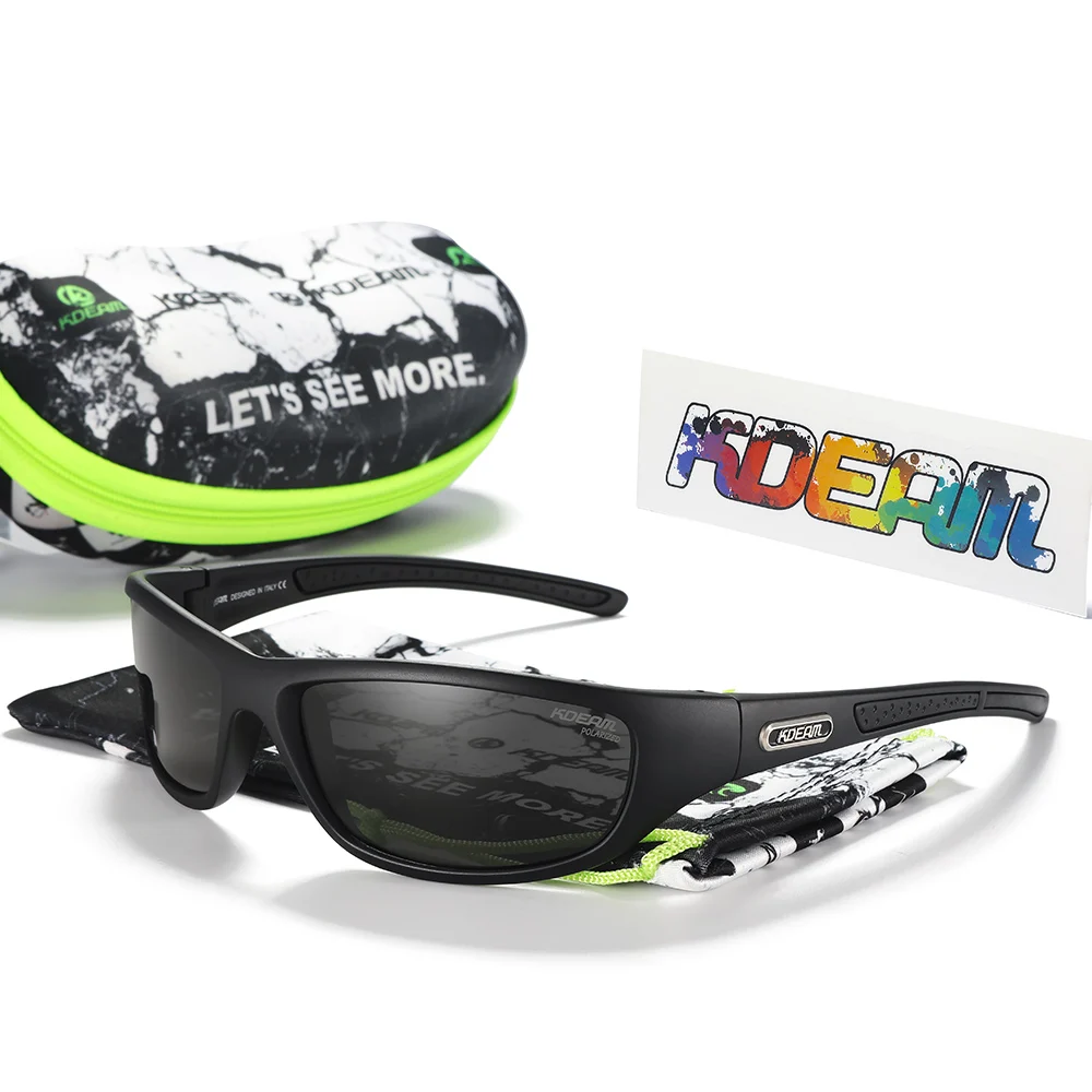 Kdeam fishing performance herren sonnenbrille polarisiert tr90 material markenlogo fahrrad brille mit reiß verschluss koffer kd0701 – Detail 15