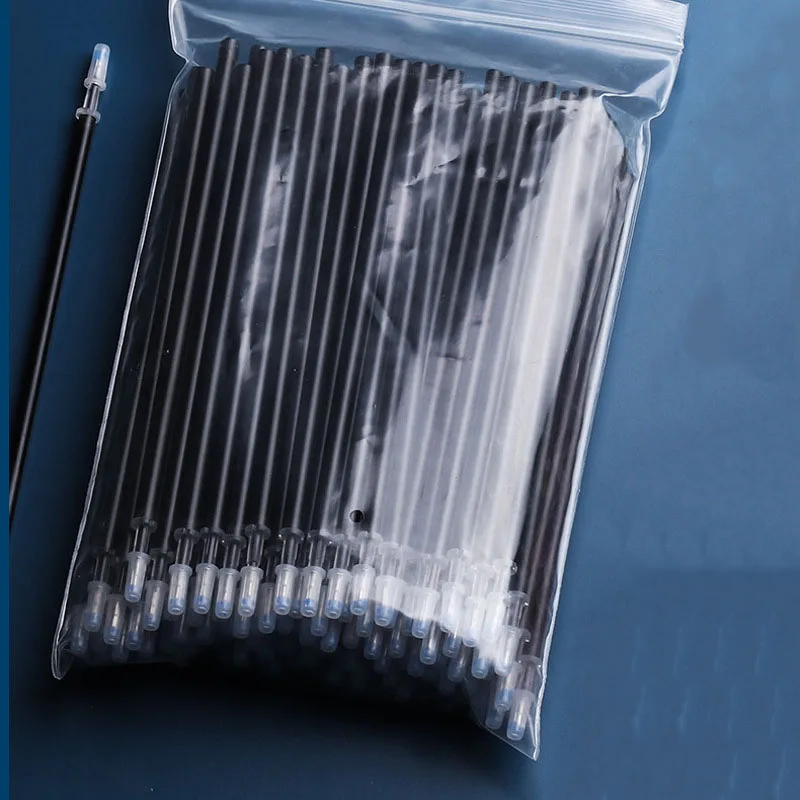 100Pcs/Set Erasable Gel Pen 0.5mm Erasable Pen Refill Rod Blue Black Ink Washable Handle For School Stationery Office Writing