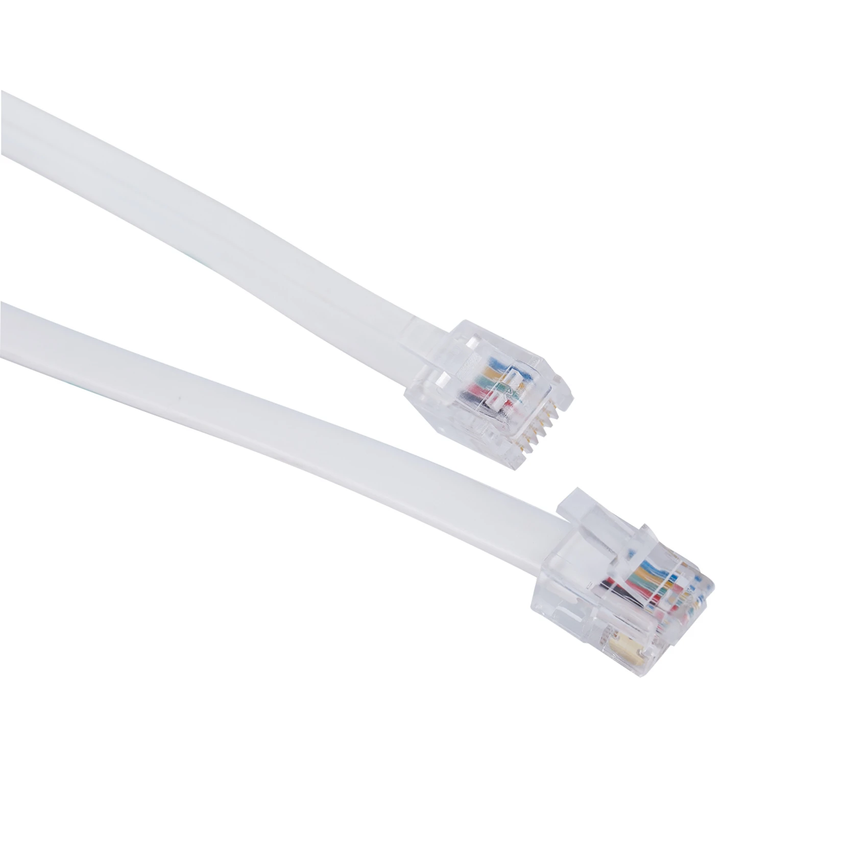 Cable de extensión telefónica M51K-2X 6P6C RJ11 para fax y módem, longitud de 9.8 pies, color blanco