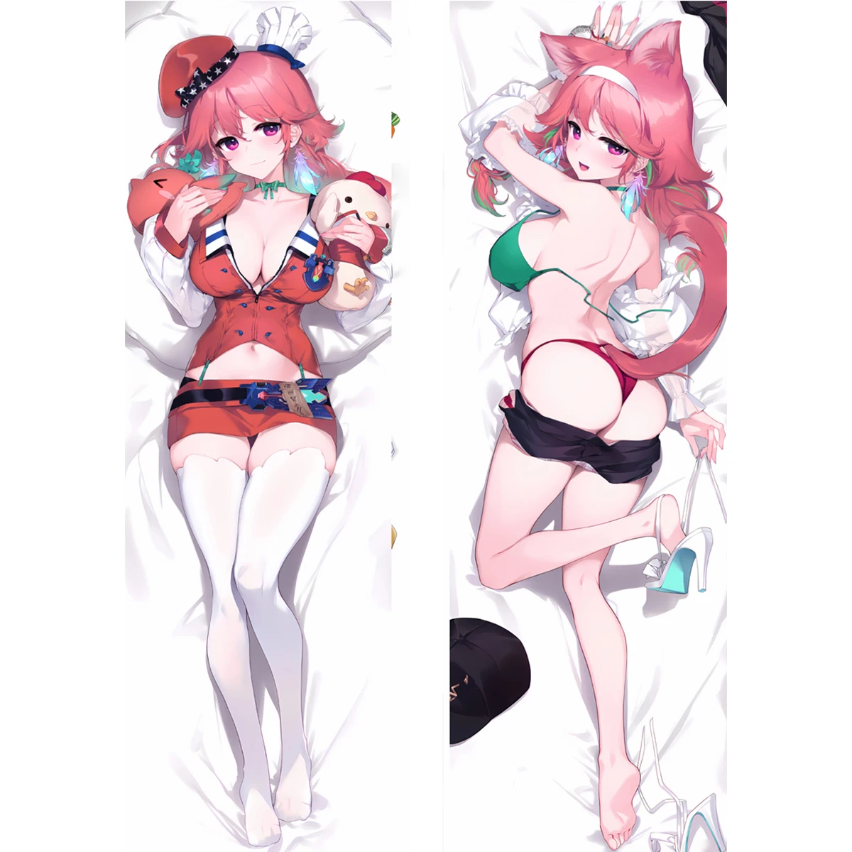 

Anime Girl Takanashi Kiara Waifu Dakimakura Animal Elf Ears Pillowcase Fox Characters Long Life Size Body Pillow Cover