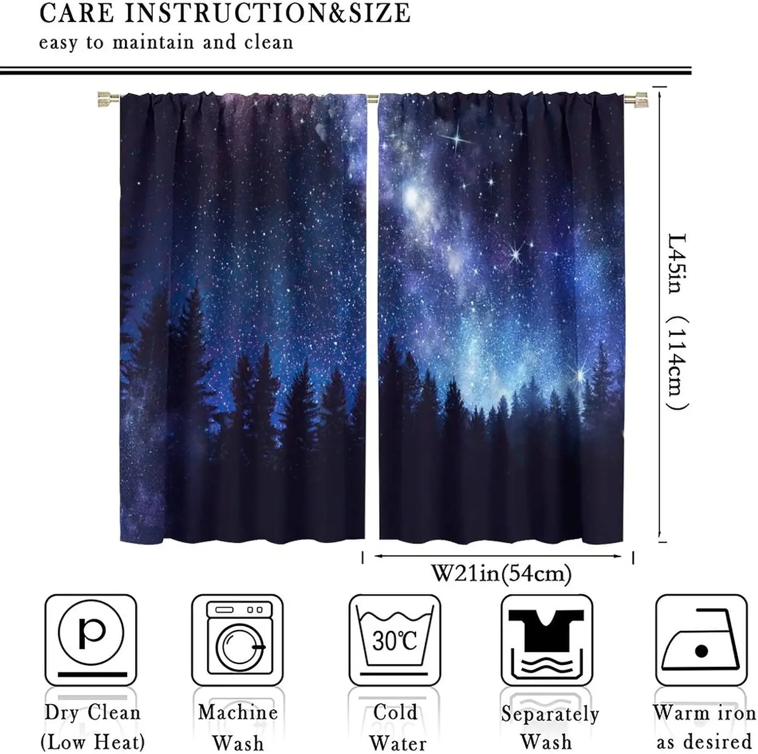 Stunning Galaxy Starry Night Forest Curtains Window Drapes for Bedroom Living Room Milky Way Celestial Cosmic Home Decor Decorat