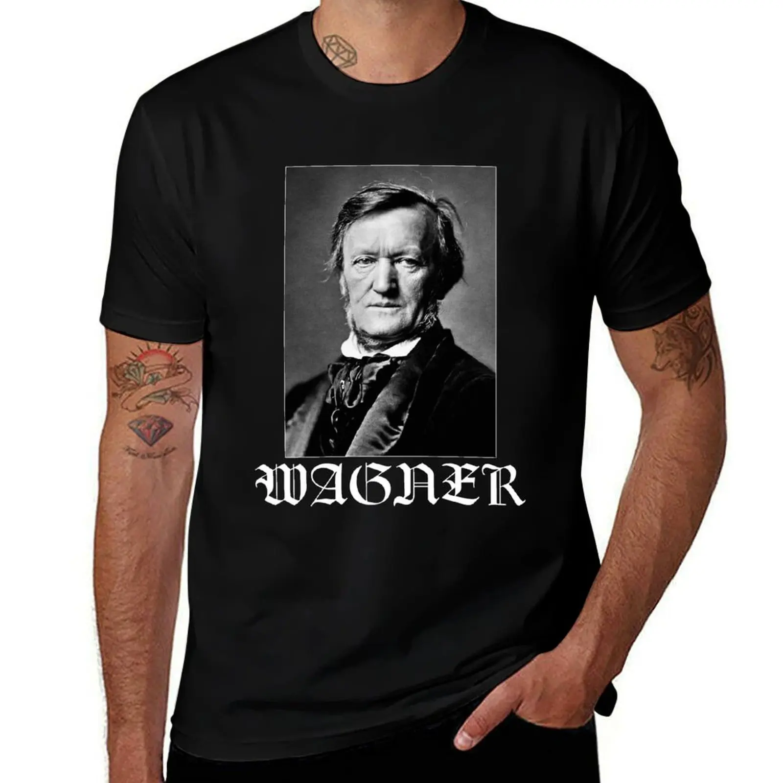 

Richard Wagner Black Metal Style Logo T-Shirt t shirts cotton 100% man t shirt summer T-Shirt