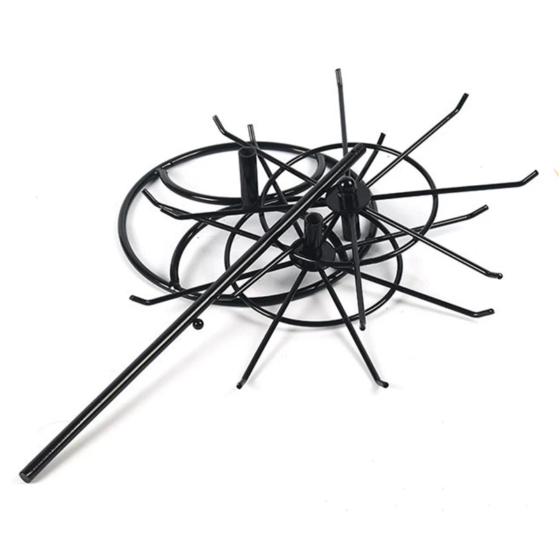 Jewelry Display Stand 2 Tier Round Metal Necklace Organizer For Hanging Earrings Rings Bracelets Watches Hair Band Storage Rack image 4