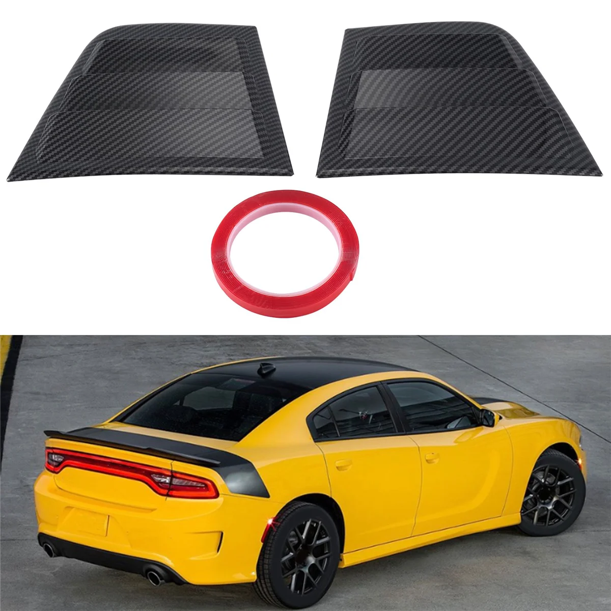 Car Exterior Side Vent Rear Side Window Panel for Dodge Warhorse 2011-2021 Blinds Full Carbon Fiber Pattern