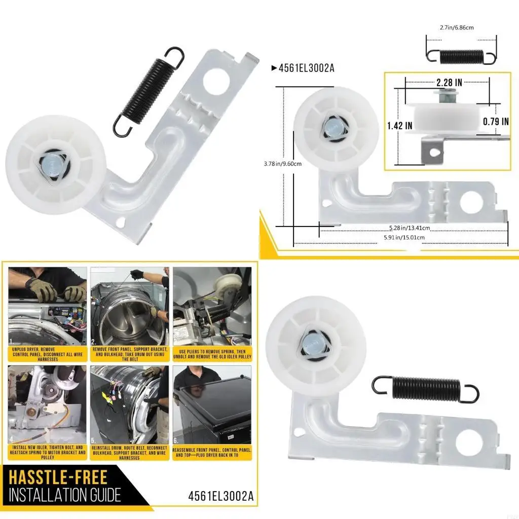F92F Heavy Duty Dryer Pulley Assembly Robust Build Reliability Metal Construction