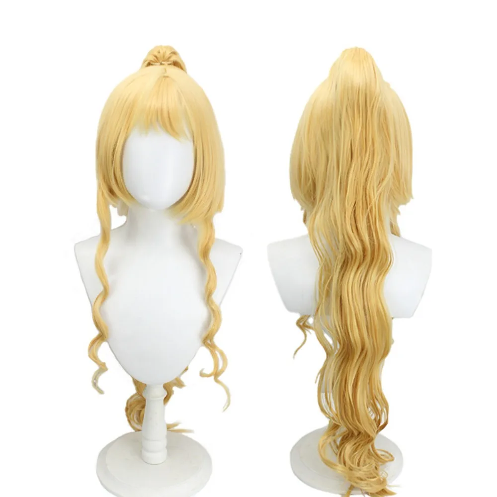 

Парик для косплея Kamikaze Kaito Jeanne Maron Kusakabe, кудрявый, с хвостом-косичкой, светлые волосы