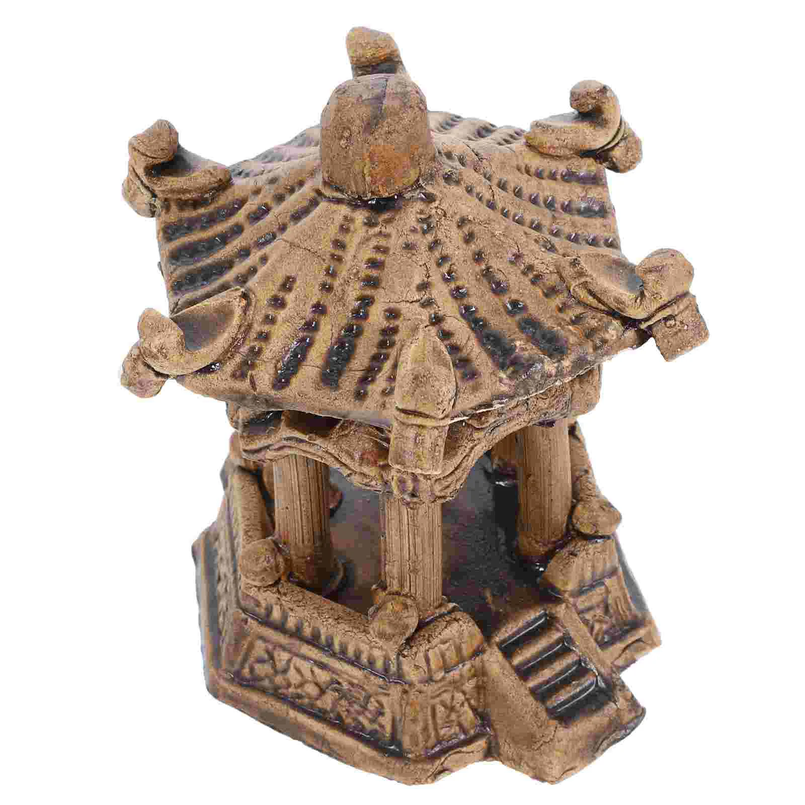

Fish Bowl Ceramic Gazebo Tank Statue Zen Garden Bonsai Aquarium Ornaments Chinese Temple Miniature Pavilion