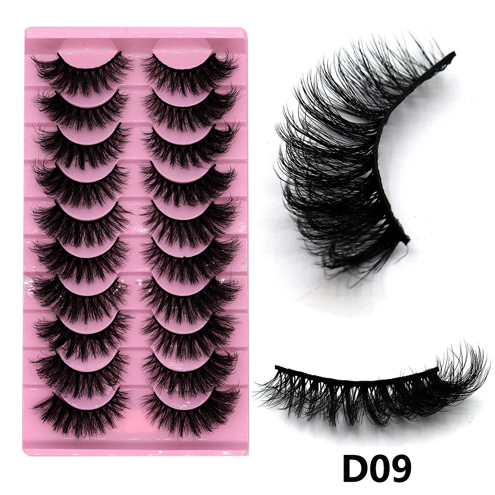 10 Pairs Of Black Matte False Eyelashes Fluffy Thick Exaggerated Curling Stage Party Daily Makeup