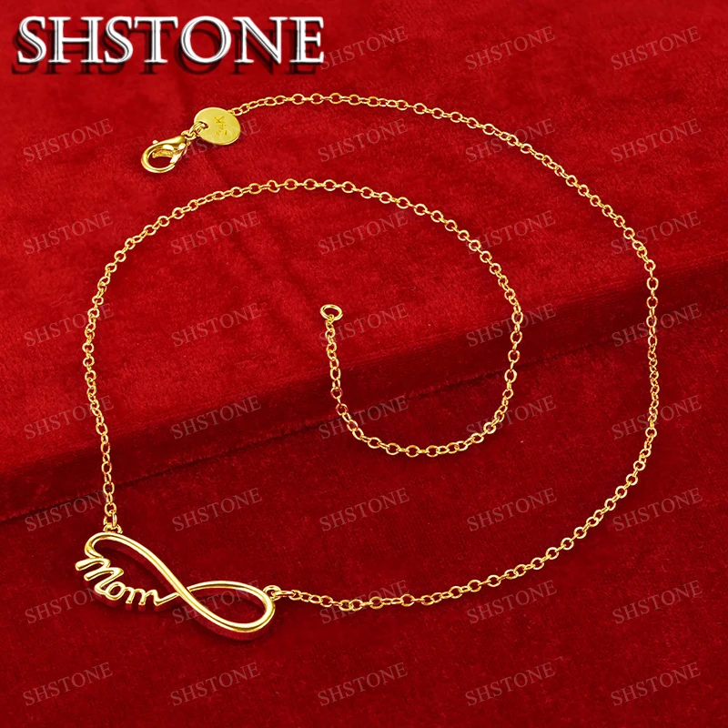 

SHSTONE 18K Gold MOM Infinite Pendant Chain Necklaces For Woman Party Wedding Engagement Banquet Fashion Jewelry Birthday Gift