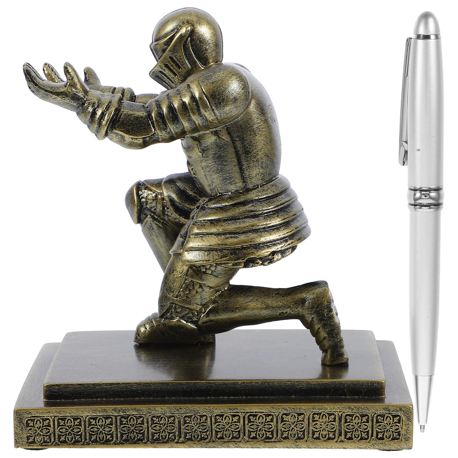 

1PCS Soldier Pen Holder Metal Desktop Accessory Stable Base Creative Desk Decor Knight Stand Pen Pencil Holder For