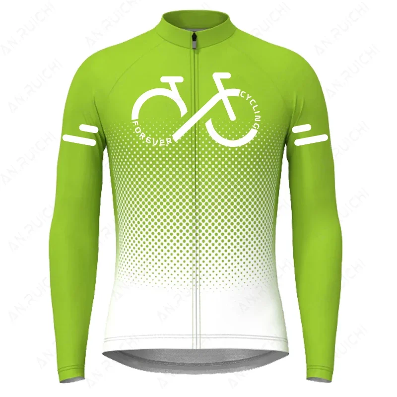 Camisola masculina de manga comprida, tops de bicicleta MTB, roupa de bicicleta de secagem rápida, série de cor gradiente, verão 2023