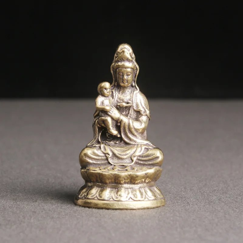 

Retro Brass Desktop Ornament Of Guanyin Bodhisattva Statue For Sending Children