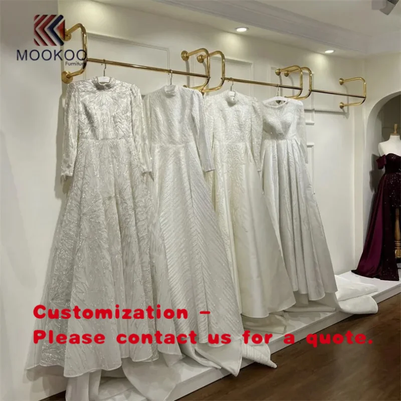 

custom.High Quality Golden Metal Clothing Display Fixture Clothes Hanging Rack Display Clothing Shelf Furniture