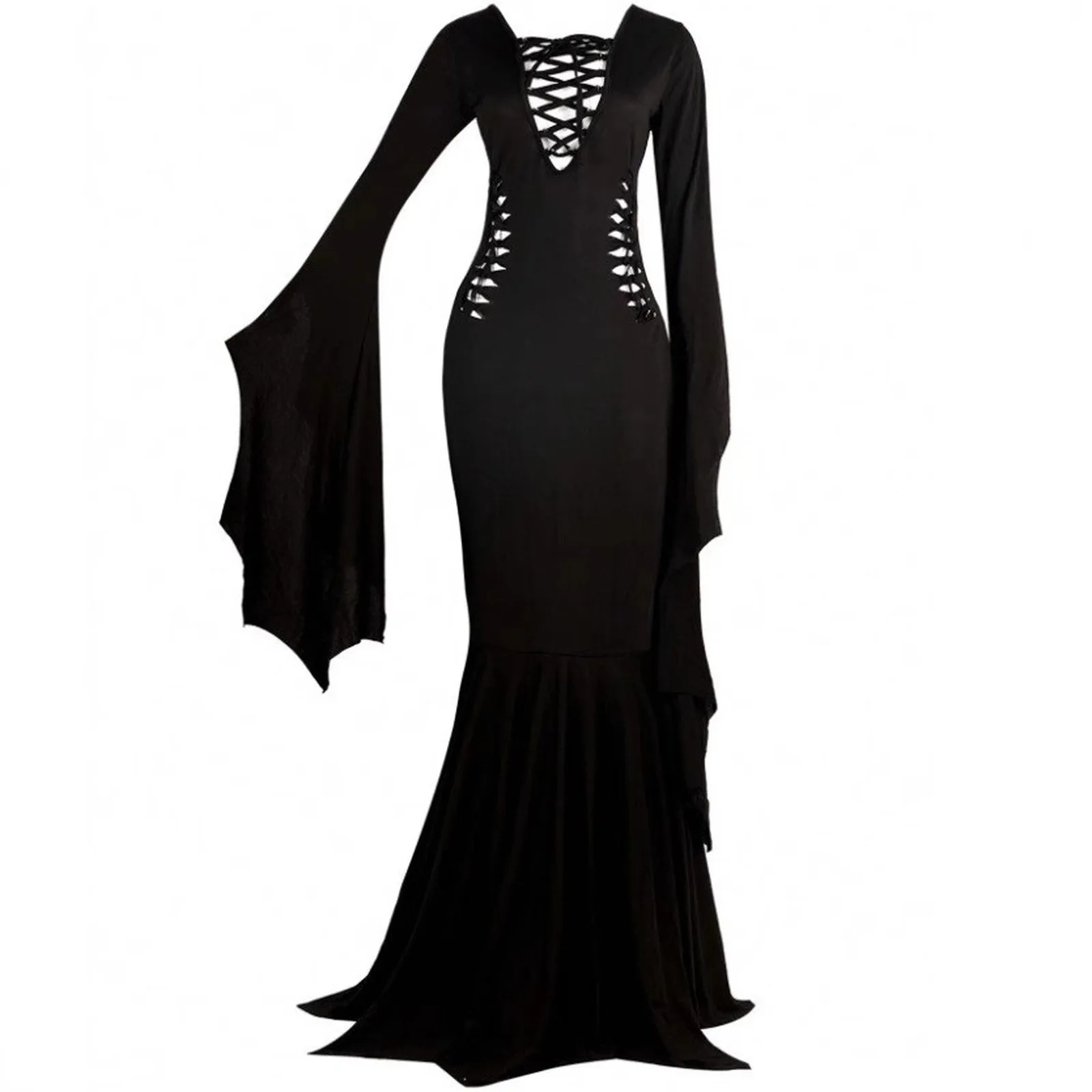 

Medieval Vampire Black Lace Up Gown Robe For Women Sexy Witch Ghost Halloween Costume Morticia Addam Gothic Maxi Dress 2025
