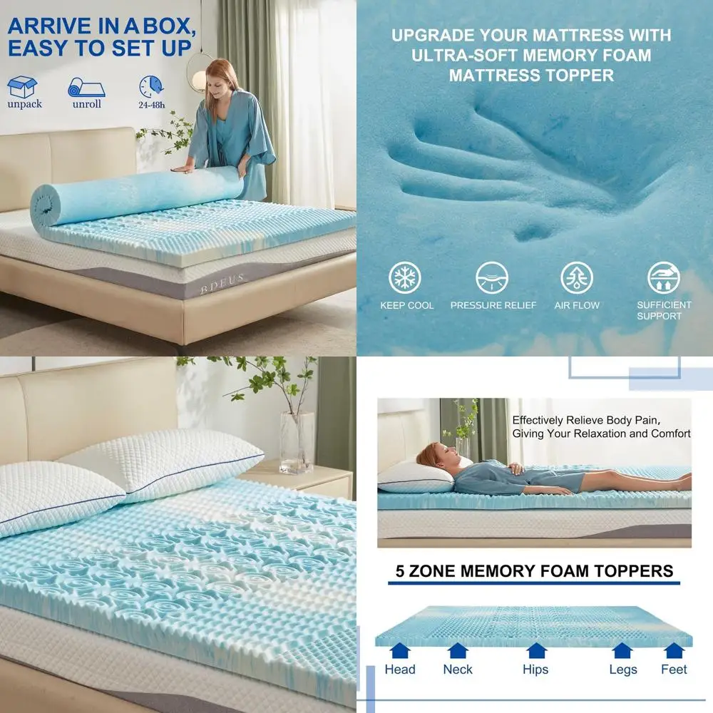 

2-дюймовый наматрасник из пены с эффектом памяти Queen для снятия давления, поддержка 5-зонной связи, сертифицированный сертифицированный в США