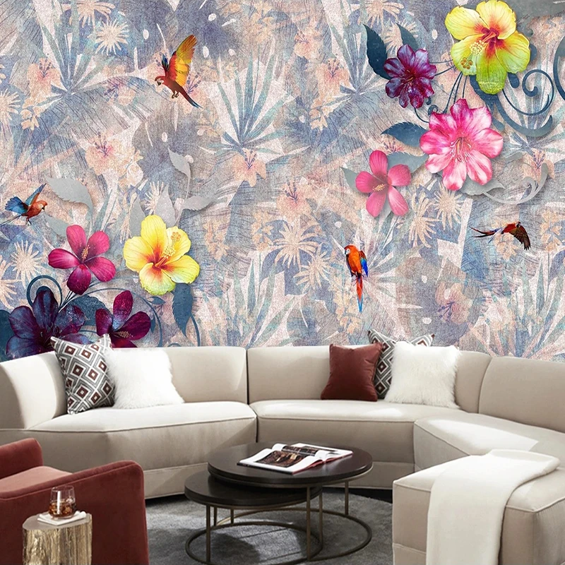 Creative Tropical Rainforest Floral Vintage Wallpaper For Bedroom Living Room Background Decoration Custom Mural Papel De Parede