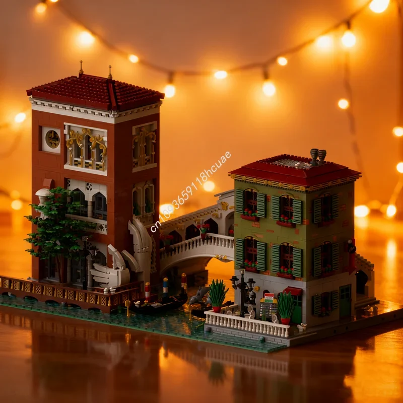 10097 elementów MOC Kanal Grande Wenecja Modularny Model Klocki Konstrukcyjne Prezenty Świąteczne Architektura Zabawki do Składania DIY Urodziny dla Dzieci