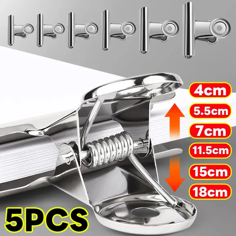 

1/3/5 шт., большие зажимы для бульдога, зажим для бумаги из нержавеющей стали, зажим для документов, прочный металлический держатель для школьного органайзера