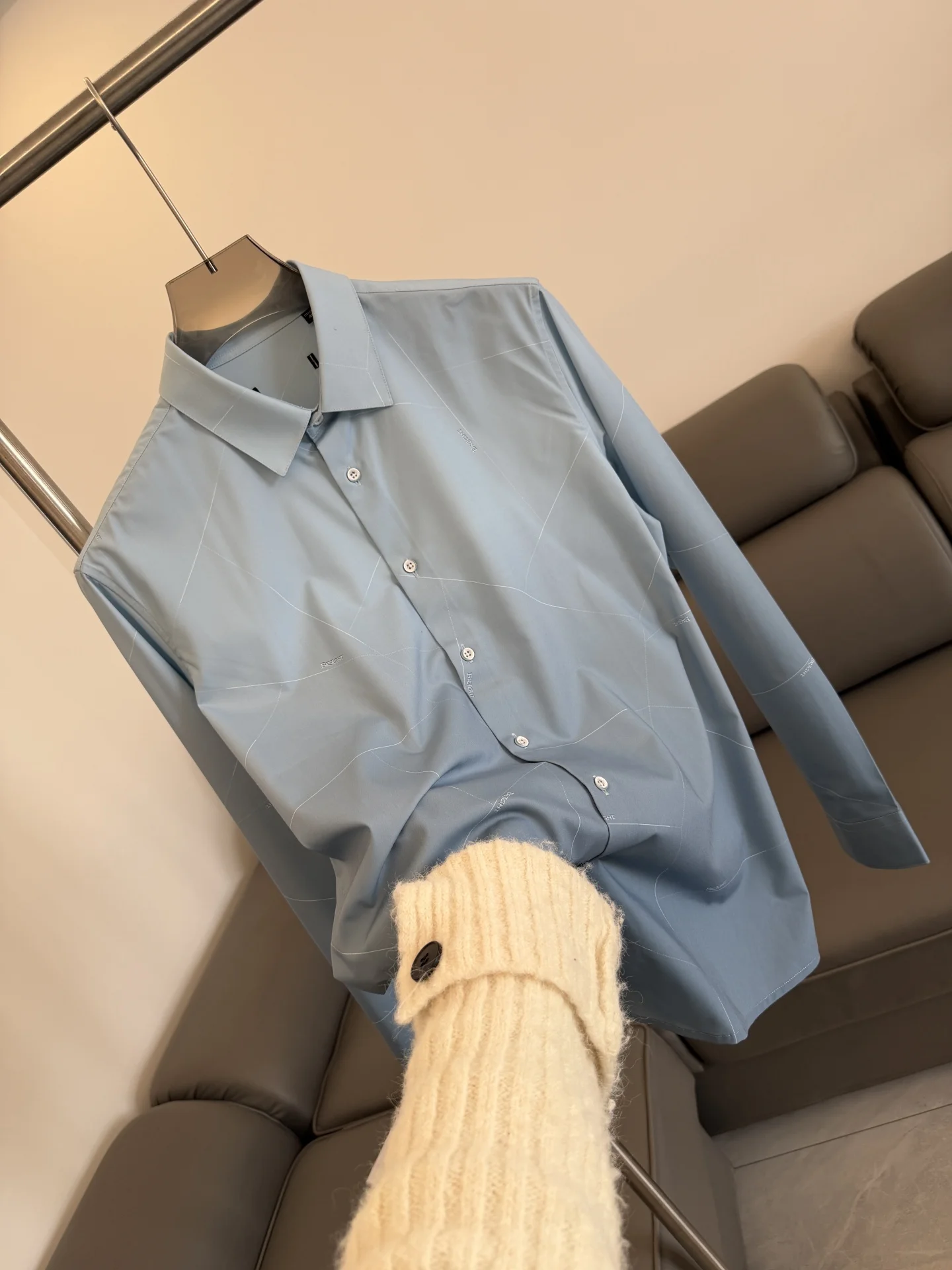 

Faionable adient Color! Spring Summer Men's Thin Breathable Comfortable Elastic Casual Long Sve irt Versatile Standa...
