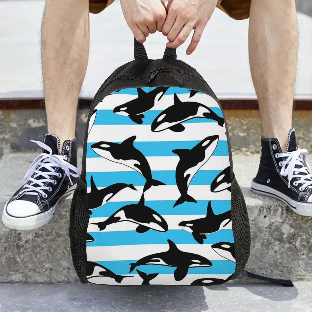 

Orca Killer Whale Backpack Hot Sale Daypack Large Capacity Boys Girls BookBag School Bag Shoulder Bags for Men Women