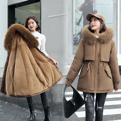 Women Parkas Long Sleeve Button Hooded Solid Zipper Pockets Coats Waist Drawstring High Street Outerwear Thick Warm Winter