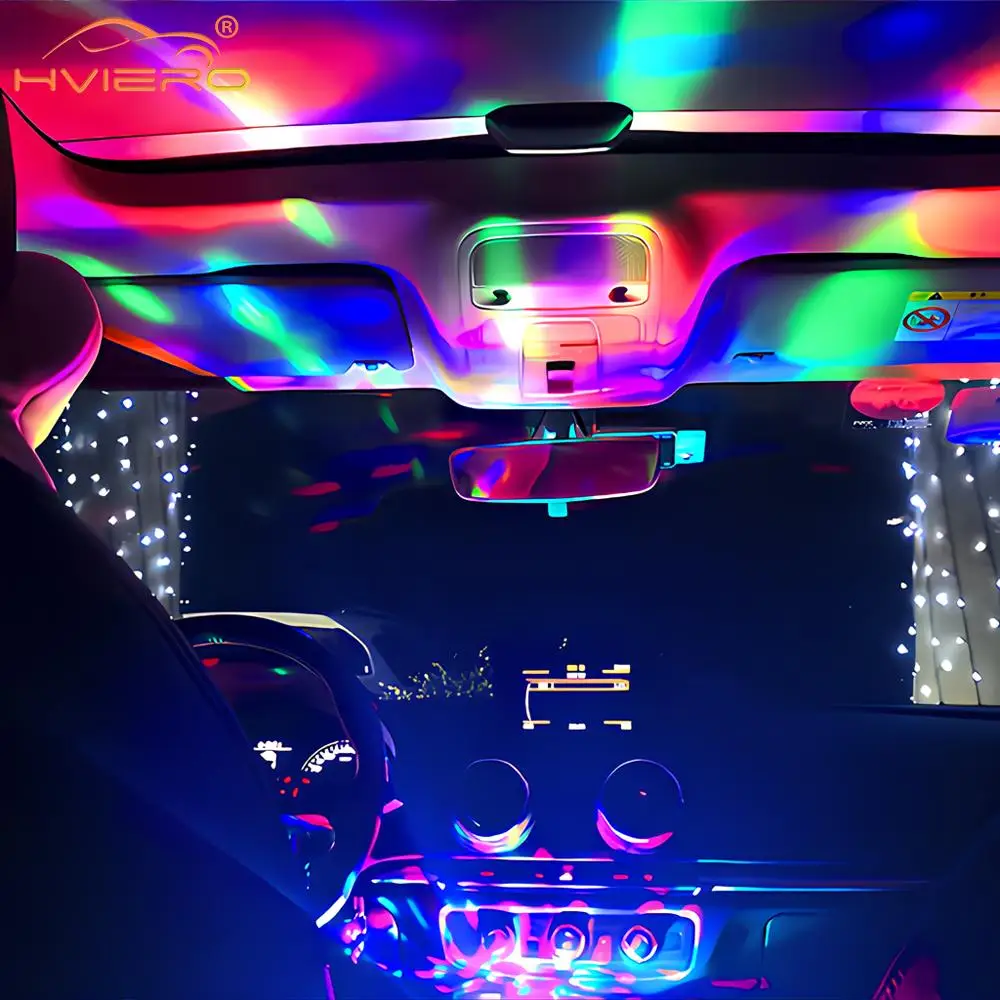 2PCS Car Auto Lamping USB Mushroom Light 12V DJ RGB Mini Colorful Music Sound Holiday Party Atmosphere Lamps Welcome Decorative