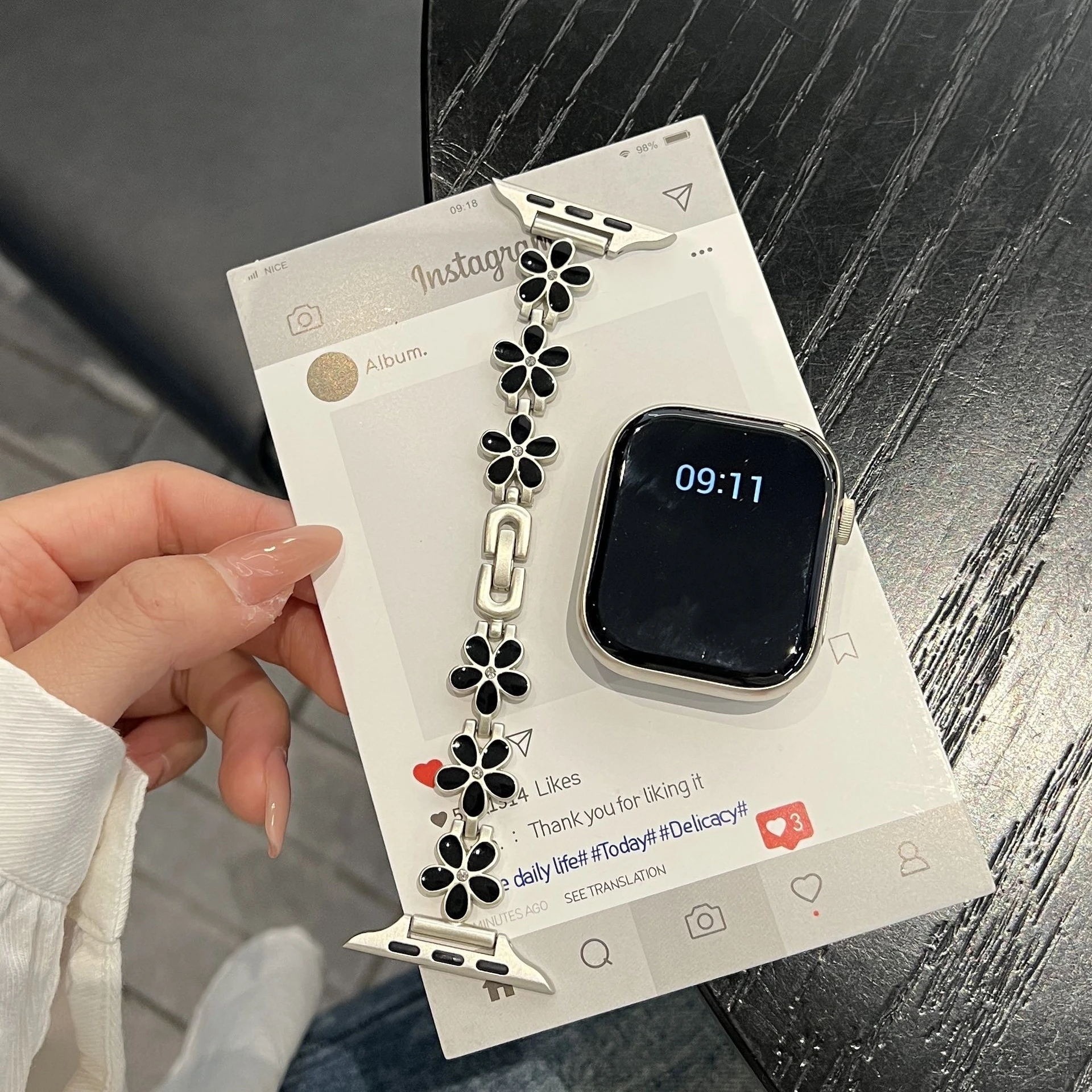 وصلة سوار معدني ملون ممتاز لسلسلة ساعات أبل 8/7/6/10/9 40 مللي متر 41 مللي متر 38 مللي متر 42 مللي متر 44 مللي متر 45 مللي متر 46 مللي متر حزام