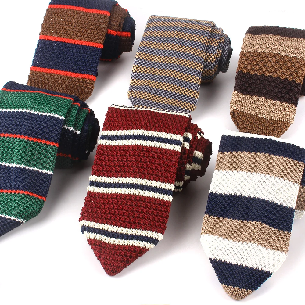 New Knit Ties Casual Skinny Necktie For Party Boys Girls Knitted Striped Neck Tie Wedding Necktie For Groom Neck Wear For Men