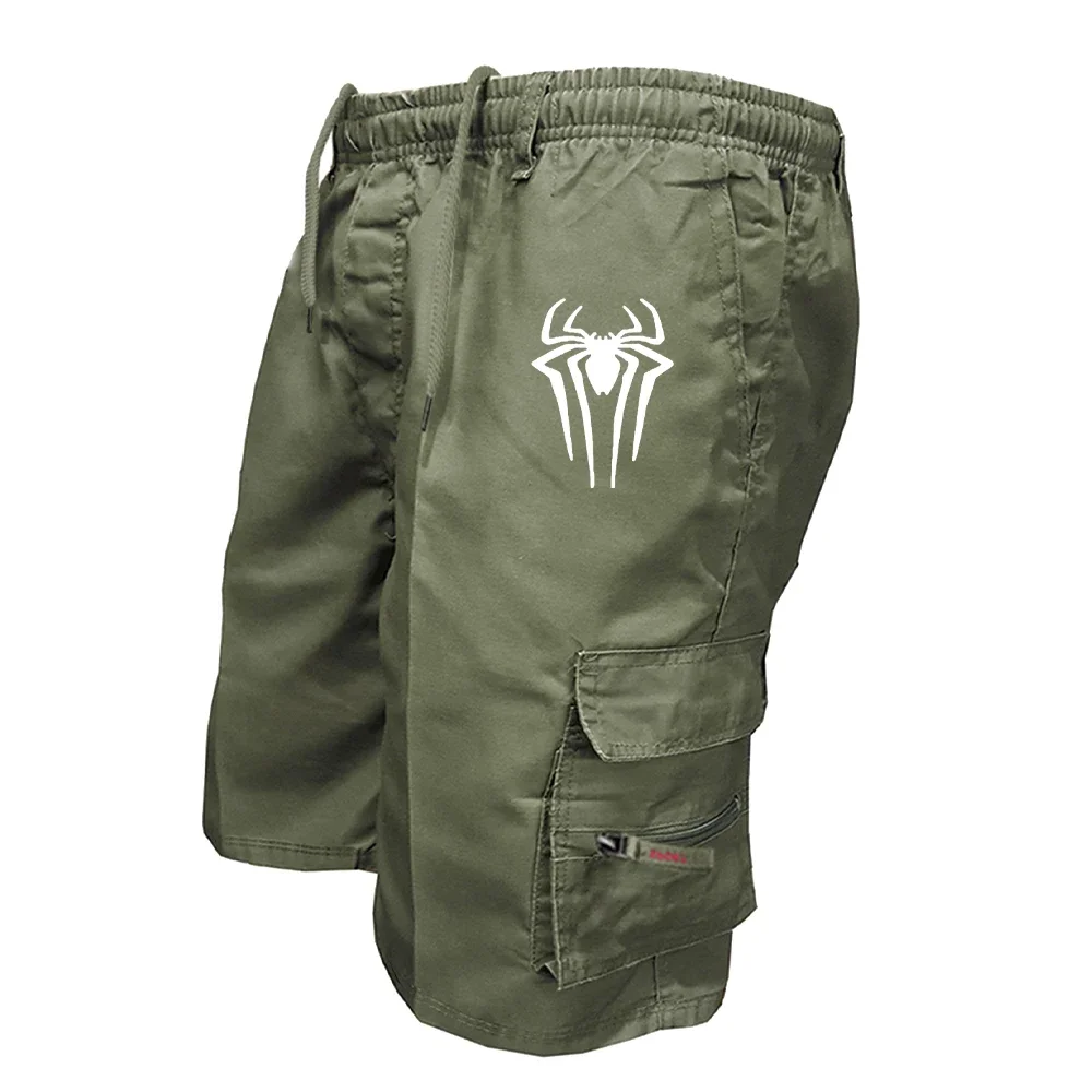 Herren Cargo-Shorts mit Spinnenmuster, Outdoor-Overalls, elastische Taille, Radlerhose, Multi-Pocket, lockere Arbeitshose, Strand- und Sportshorts – Detail 4