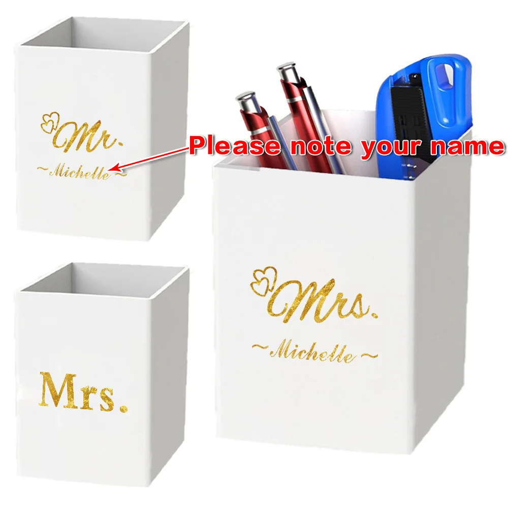 

Customized Name Pencil Cup Minimalist Stationery Holder Practical Acrylic Pen Holder Desk Organizer Storage Office Study Decor