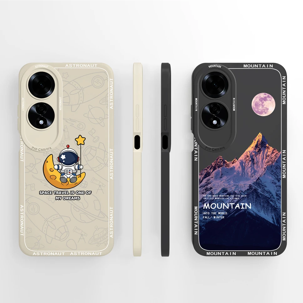 Phone Case For OPPO A60 Pretty Mountain Astronaut Soft Liquid Silicone Premium Protection Back Covers For OPPO A 60 Fundas Coque